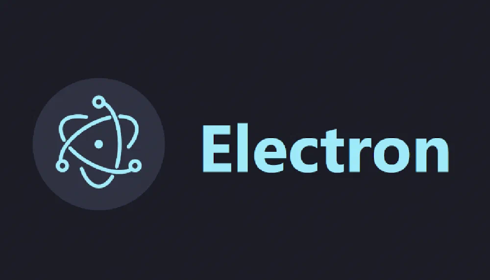 Electron framework logo, a teal atom orbital glyph beside the wordmark ‘Electron’ on a slate background.