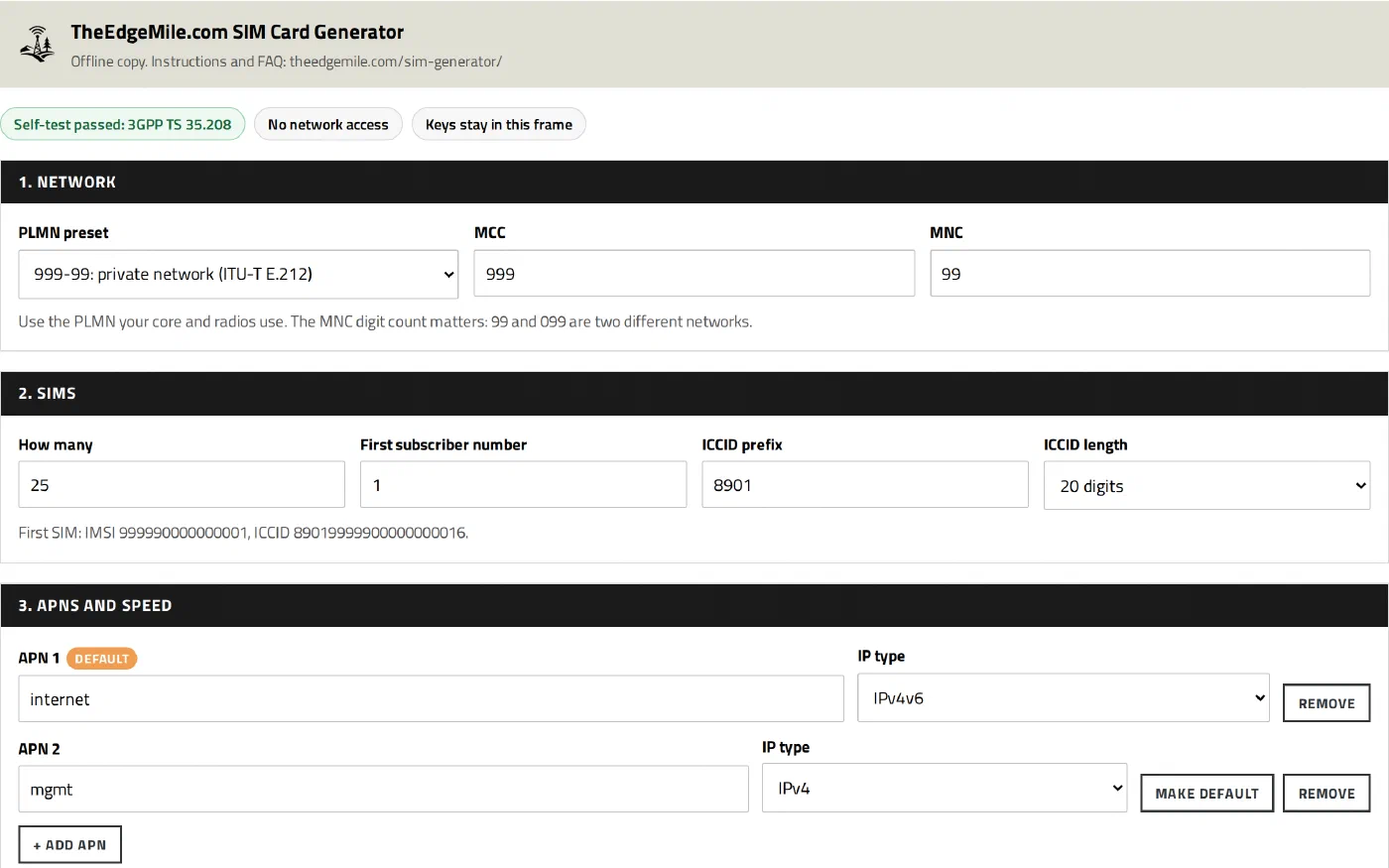 SIM Card Generator: Programming SIMs for Private LTE and 5G Networks